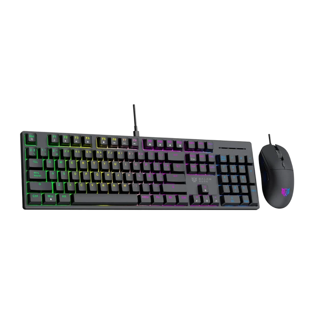 Kit de Teclado y Mouse Alámbrico Balam Rush Fusion Vanguard CKG690 | Mecánico | 100% | Switch Lineal Red | 1200 a 3600 DPI | Sensor Óptico | USB-A | Windows / Mac / Android | Español | RGB Rainbow | Negro | BR-945745