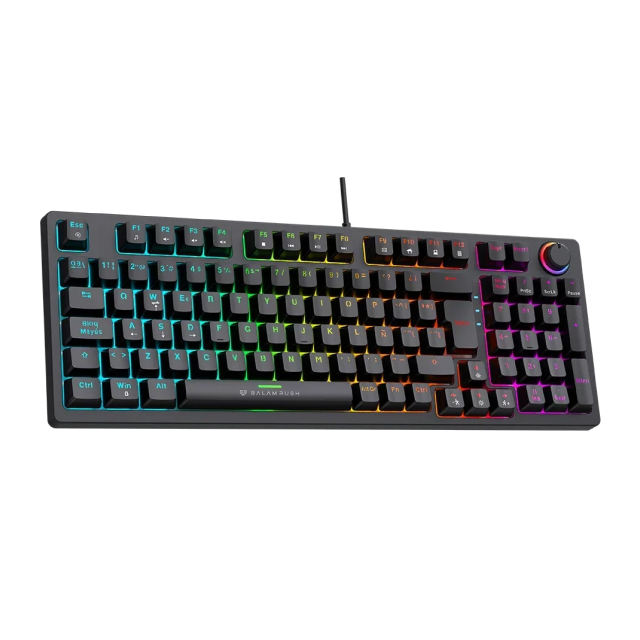 Teclado Mecánico Alámbrico Balam Rush DominaX Pro GK777 | 90% | Switch Lineal Red | Perilla Multimedia | Español | RGB | Negro | BR-945776