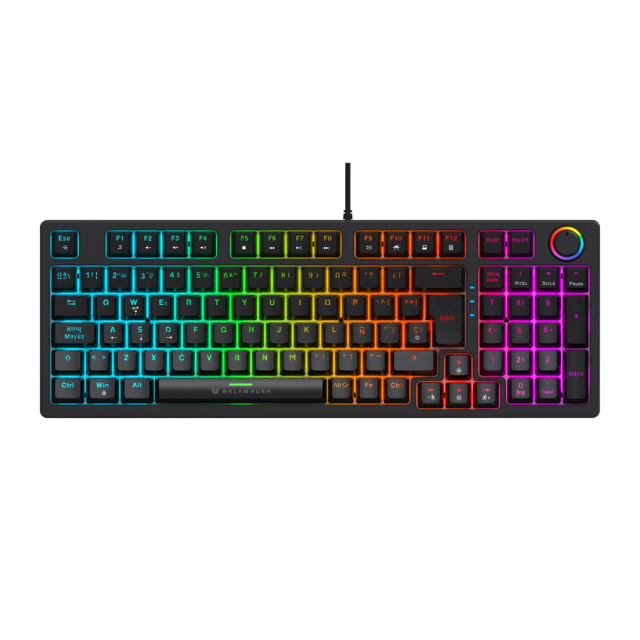 Teclado Mecánico Alámbrico Balam Rush DominaX Pro GK777 | 90% | Switch Lineal Red | Perilla Multimedia | Español | RGB | Negro | BR-945776