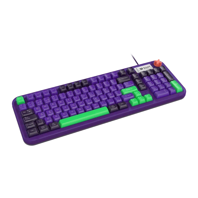 Teclado de Membrana Alámbrico Balam Rush Warstrike Eva KG500E | 96% | Perilla Multimedia | Español | RGB | Morado / Verde / Negro | BR-945806