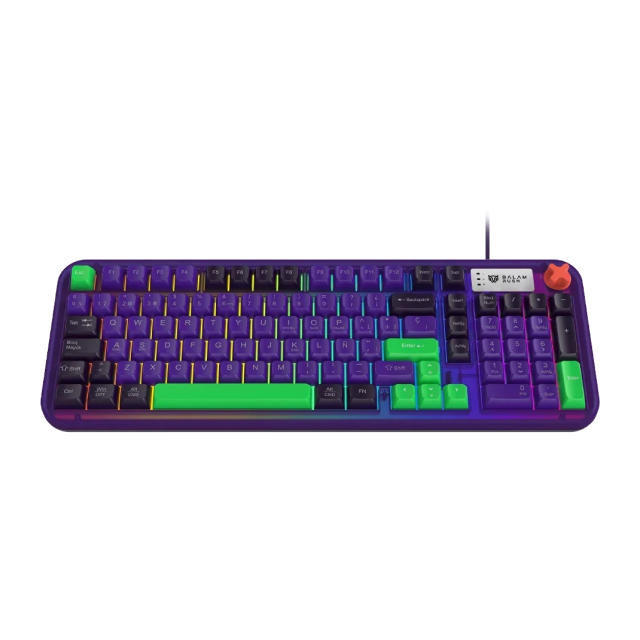 Teclado de Membrana Alámbrico Balam Rush Warstrike Eva KG500E | 96% | Perilla Multimedia | Español | RGB | Morado / Verde / Negro | BR-945806