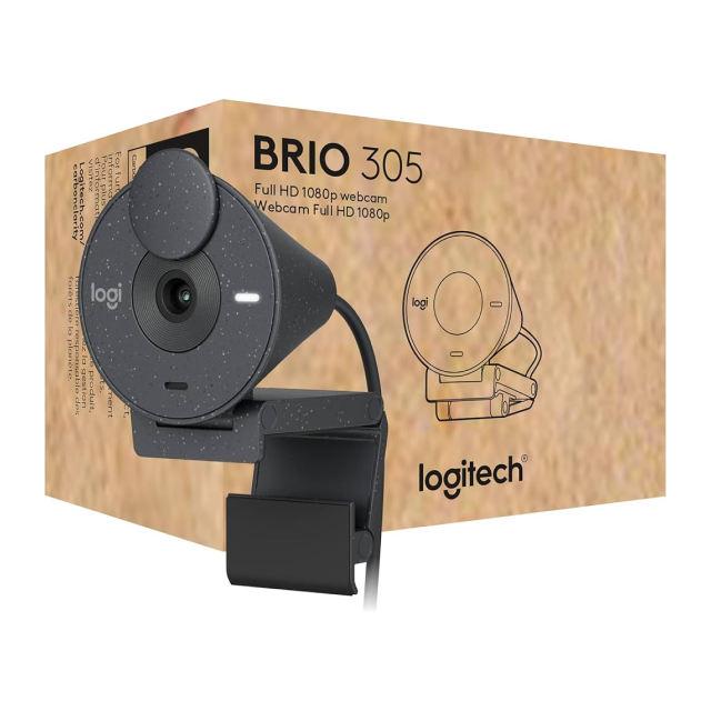 Cámara Web Logitech Brio 305 | 1080P | 30fps | 2MP | Foco fijo | Micrófono mono | USB-C Plug and Play | Color Grafito | 960-001519