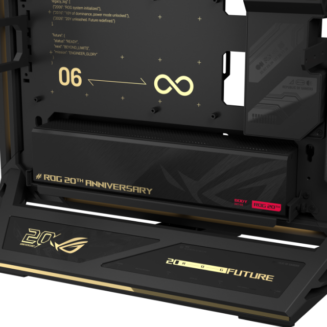 Bundle ASUS ROG Edition 20 | Tarjeta Madre ROG Crosshair X870E | Tarjeta de Video ROG Astral GeForce RTX 5090 | Fuente de Poder ROG Thor 3000W Titanium III | Gabinete ROG GR20 | No Incluye Procesador / RAM / Almacenamiento | ASUS ROG 20th Anniversary
