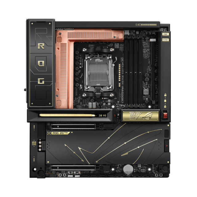 Bundle ASUS ROG Edition 20 | Tarjeta Madre ROG Crosshair X870E | Tarjeta de Video ROG Astral GeForce RTX 5090 | Fuente de Poder ROG Thor 3000W Titanium III | Gabinete ROG GR20 | No Incluye Procesador / RAM / Almacenamiento | ASUS ROG 20th Anniversary