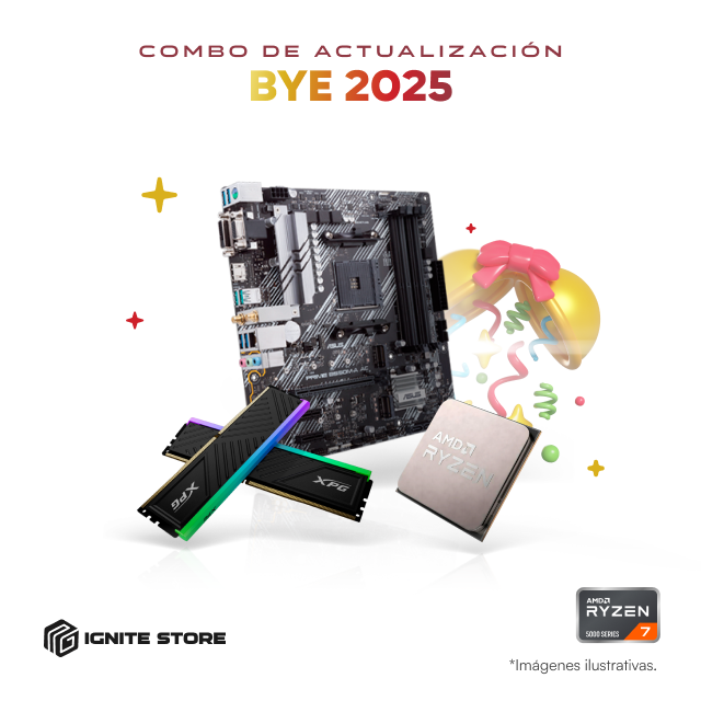 Combo de Actualización Bye 2025 | Tarjeta Madre ASUS PRIME B550M-A AC | AMD Ryzen 7 5700X (Sin Caja) | 32GB de RAM