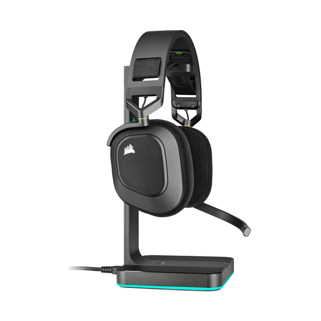 Diadema Inalámbrica Corsair HS80 RGB WIRELESS | Audio Espacial | Inalámbrico por Receptor USB |  PC/MAC/Playstation | Micrófono | Color Carbón | CA-9011235-NA