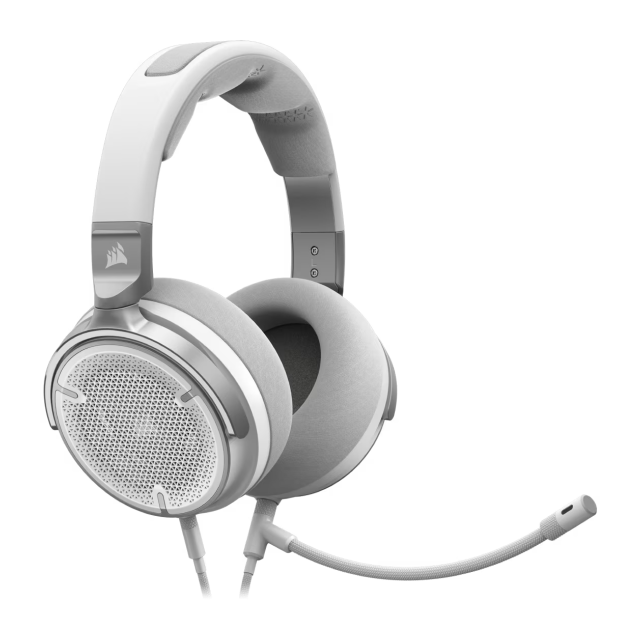 Diadema Gamer Alámbrica CORSAIR VIRTUOSO PRO Open-Back | Conexión 3.5 mm | Diseño Abierto | Transductores de Grafeno de 50 mm | PC / Mac / PS5 / Xbox Series X|S / Switch / Móvil | Blanco | CA-9011371-NA