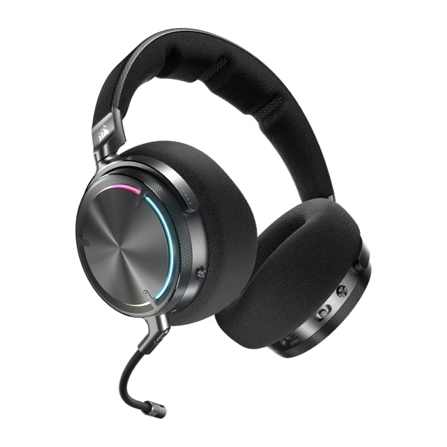 Diadema Gamer Inalámbrica CORSAIR VIRTUOSO MAX WIRELESS | Transductores de Grafeno de 50 mm | Hasta 60 Horas de Batería | Dolby Atmos | Cancelación Activa de Ruido | Bluetooth 5.3 / 2.4 GHz | PC / Mac / Móvil / PS / Switch | RGB | Negro | CA-9011372-WW