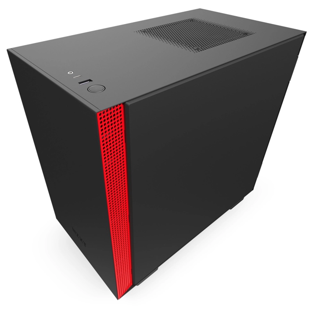 Gabinete gamer NZXT H210i | Black Red | mITX | Cristal templado | CA-H210I-BR