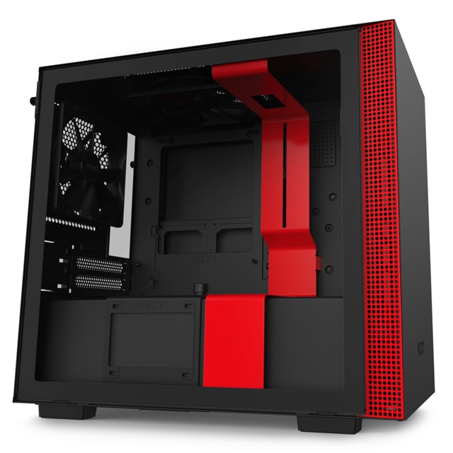 Gabinete gamer NZXT H210i | Black Red | mITX | Cristal templado | CA-H210I-BR