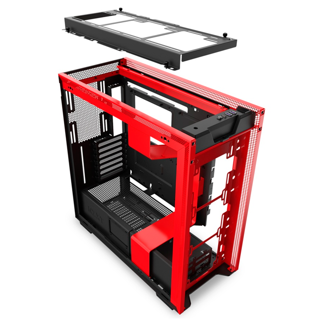 GABINETE NZXT H710 BLACK/RED MATE 4 VNTILADORES CRISTAL TEMPLADO - CA-H710B-W1