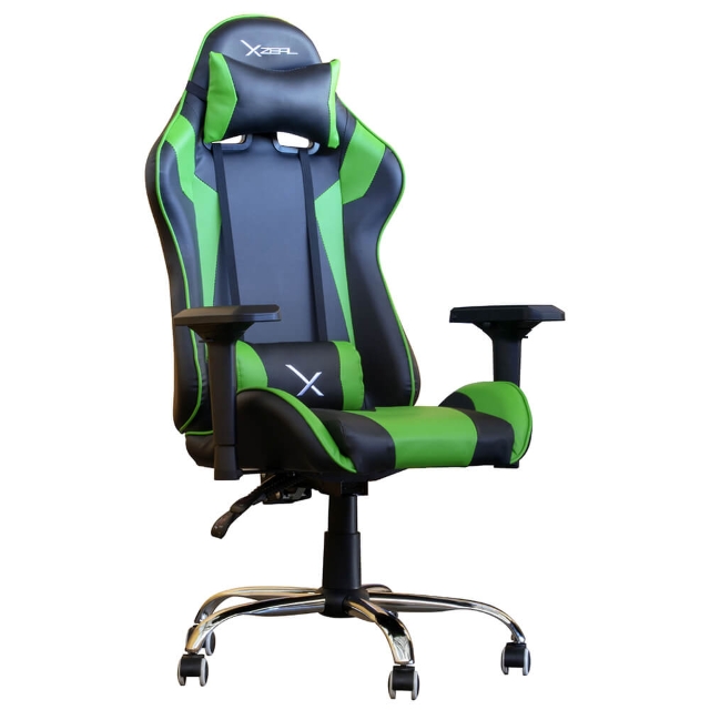 Silla Gamer Deportiva Xzeal XZ10 | Negra / Verde | Ergonómica | ZXSXZ10Y