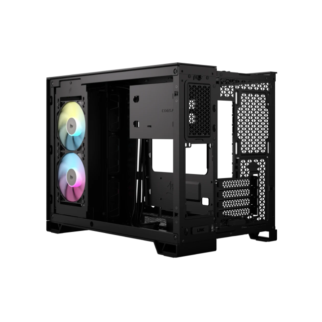 Gabinete Corsair iCUE LINK 2500X RGB |  Mid-Tower | Micro-ATX/Mini-ITX | Micro-ATX/Mini-ITX (Conector inverso) | 2 Ventiladores iCUE LINK preinstalados | Color Negro | CC-9011267-WW
