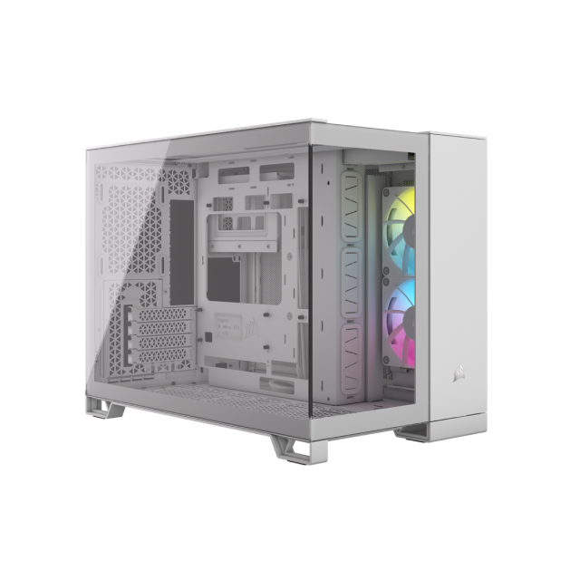 Gabinete Corsair iCUE LINK 2500X RGB | Mid-Tower | Micro-ATX/Mini-ITX | Micro-ATX/Mini-ITX (Conector inverso) | 2 Ventiladores iCUE LINK preinstalados | Color Blanco | CC-9011268-WW