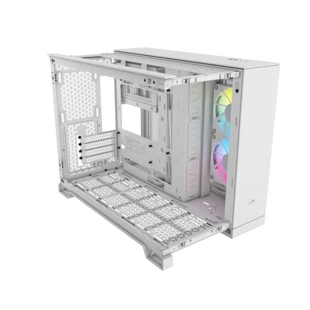 Gabinete Corsair iCUE LINK 2500X RGB | Mid-Tower | Micro-ATX/Mini-ITX | Micro-ATX/Mini-ITX (Conector inverso) | 2 Ventiladores iCUE LINK preinstalados | Color Blanco | CC-9011268-WW
