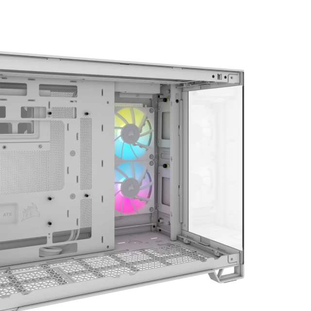 Gabinete Corsair iCUE LINK 2500X RGB | Mid-Tower | Micro-ATX/Mini-ITX | Micro-ATX/Mini-ITX (Conector inverso) | 2 Ventiladores iCUE LINK preinstalados | Color Blanco | CC-9011268-WW
