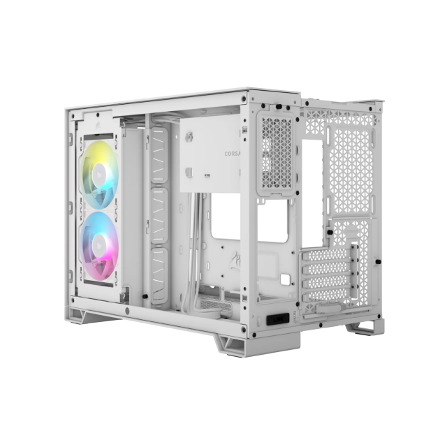 Gabinete Corsair iCUE LINK 2500X RGB | Mid-Tower | Micro-ATX/Mini-ITX | Micro-ATX/Mini-ITX (Conector inverso) | 2 Ventiladores iCUE LINK preinstalados | Color Blanco | CC-9011268-WW
