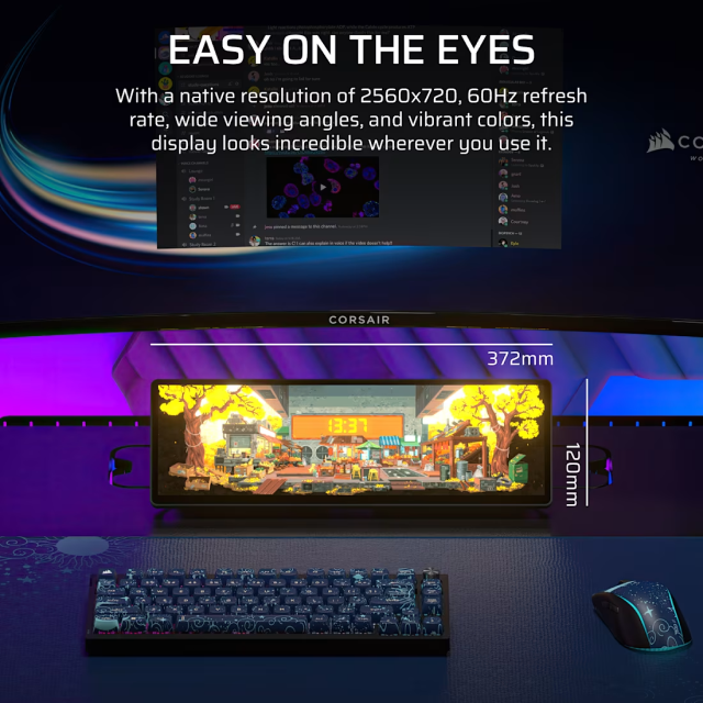 Pantalla Táctil Corsair XENEON EDGE | 14.5" | 2560 x 720 | AHVA | 60 Hz | USB-C / HDMI | Negro | CC-9011306-WW