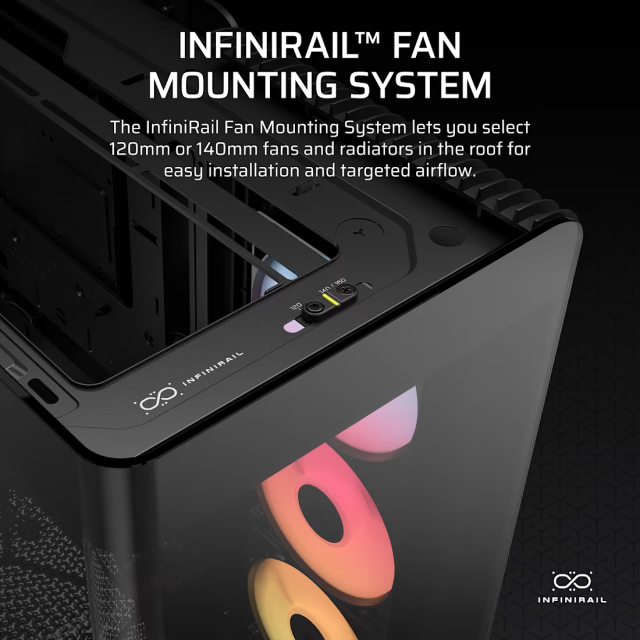 Gabinete Corsair FRAME 4500X RS-R ARGB | Torre Completa | E-ATX / ATX / Micro-ATX / Mini-ITX | USB 3.2 / USB-A / USB-C | Cristal Templado Panorámico Curvo | Incluye 3 Ventiladores ARGB | Negro | CC-9011314-WW
