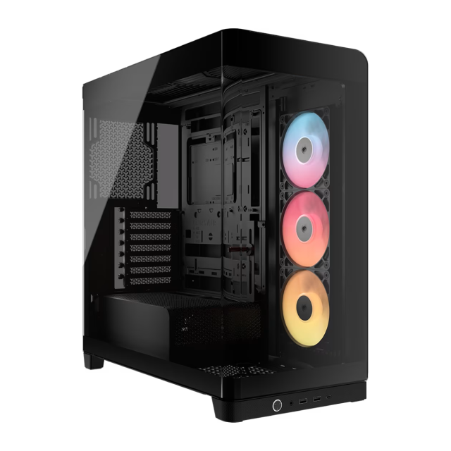 Gabinete Corsair FRAME 4500X RS-R ARGB | Torre Completa | E-ATX / ATX / Micro-ATX / Mini-ITX | USB 3.2 / USB-A / USB-C | Cristal Templado Panorámico Curvo | Incluye 3 Ventiladores ARGB | Negro | CC-9011314-WW