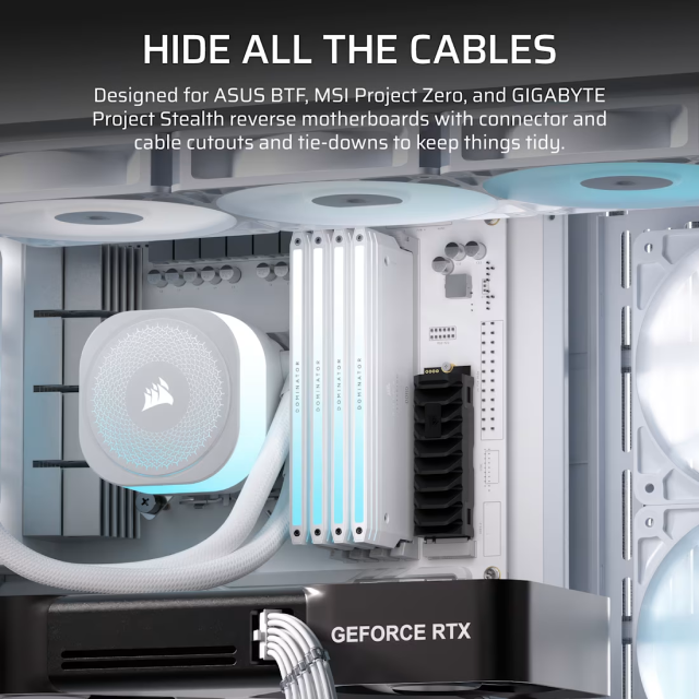 Gabinete Corsair FRAME 4500X RS-R ARGB | Torre Completa | E-ATX / ATX / Micro-ATX / Mini-ITX | USB 3.2 / USB-A / USB-C | Cristal Templado Panorámico Curvo | Incluye 3 Ventiladores ARGB | Blanco | CC-9011315-WW