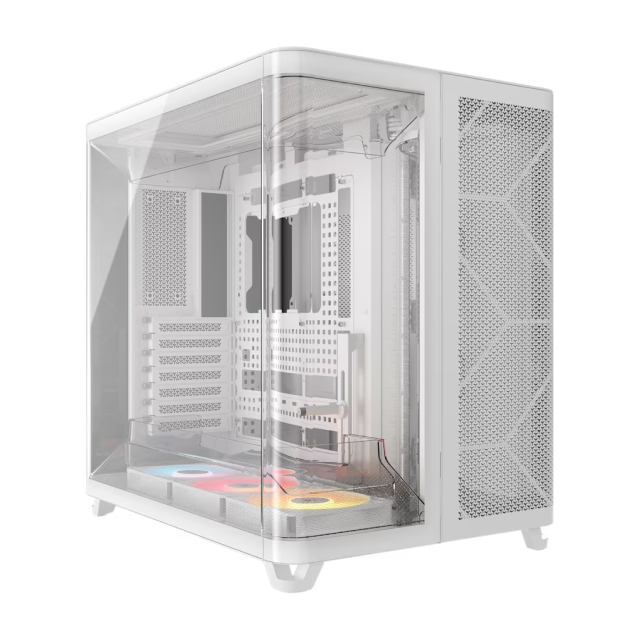 Gabinete Corsair Air 5400 RS ARGB | Media Torre | E-ATX / ATX / Micro-ATX / Mini-ITX | USB 3.2 | 3 Ventiladores ARGB Preinstalados | Diseño Panorámico con Cristal Templado | Triple Cámara | Blanco | CC-9011319-WW
