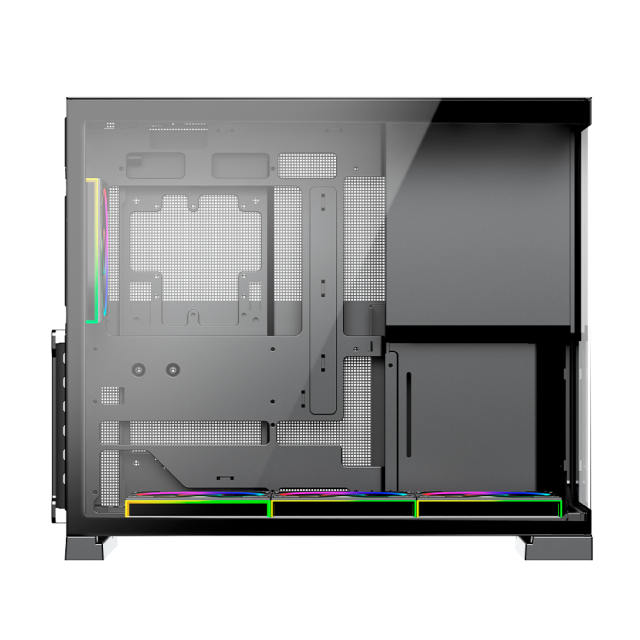 Gabinete Munfrost Flow | Media Torre | ATX / Micro-ATX / Mini-ITX | USB 2.0 / USB 3.0 / USB-A / USB-C | Cristal Templado | Incluye 4 Ventiladores ARGB | Negro | CGFLOWBMFT