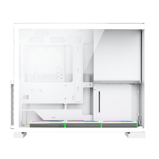Gabinete Munfrost Flow | Media Torre | ATX / Micro-ATX / Mini-ITX | USB 2.0 / USB 3.0 / USB-A / USB-C | Cristal Templado | Incluye 4 Ventiladores ARGB | Blanco | CGFLOWWMFT