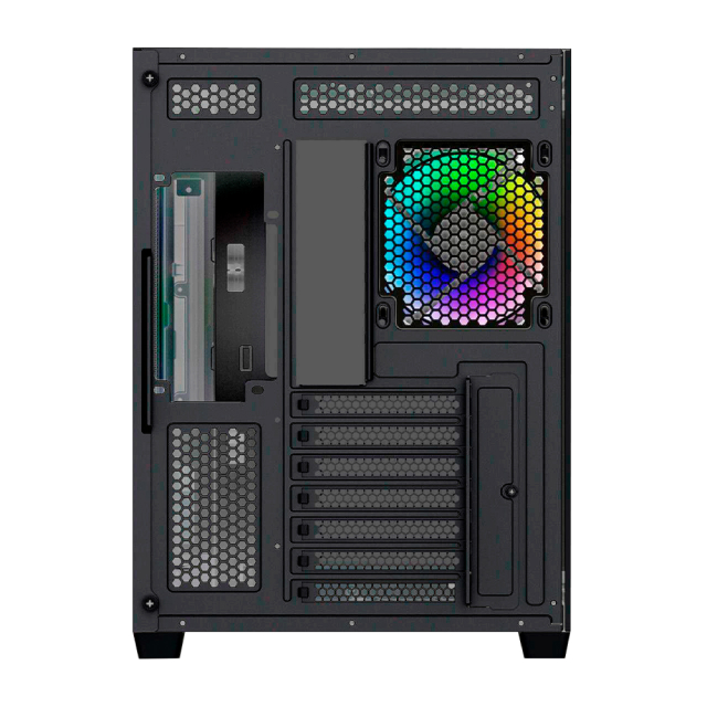 Gabinete Munfrost Hirow | Torre Completa | Mini ITX / Micro ATX / ATX | USB 3.0 | Cristal Curvo Templado | Negro | CGHIROWLFBMFT