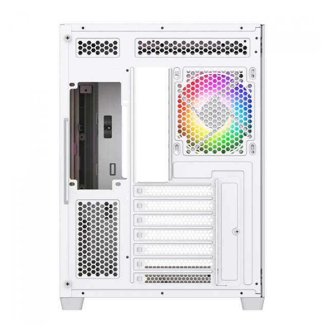 Gabinete Munfrost Hirow | Torre Completa | Mini ITX / Micro ATX / ATX | USB 3.0 | Cristal Curvo Templado | Blanco | CGHIROWLFWMFT