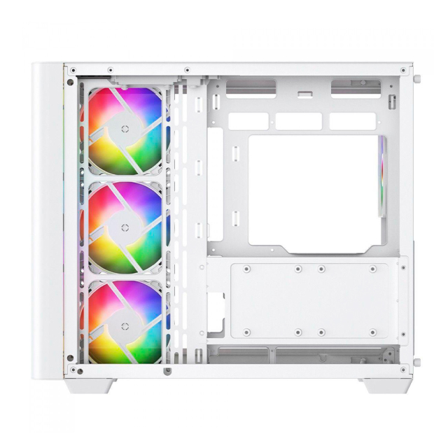 Gabinete Munfrost Hirow | Torre Completa | Mini ITX / Micro ATX / ATX | USB 3.0 | Cristal Curvo Templado | Blanco | CGHIROWLFWMFT