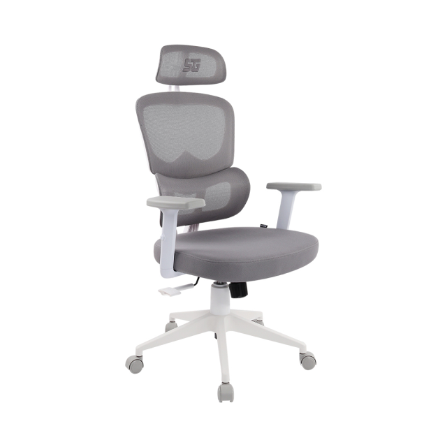 Silla Gamer Vorago Start the Game Mesh | Blanco | Transpirable | Ergonómica con descansa brazos 1D | Hasta 150kg | CGM-400-WH	