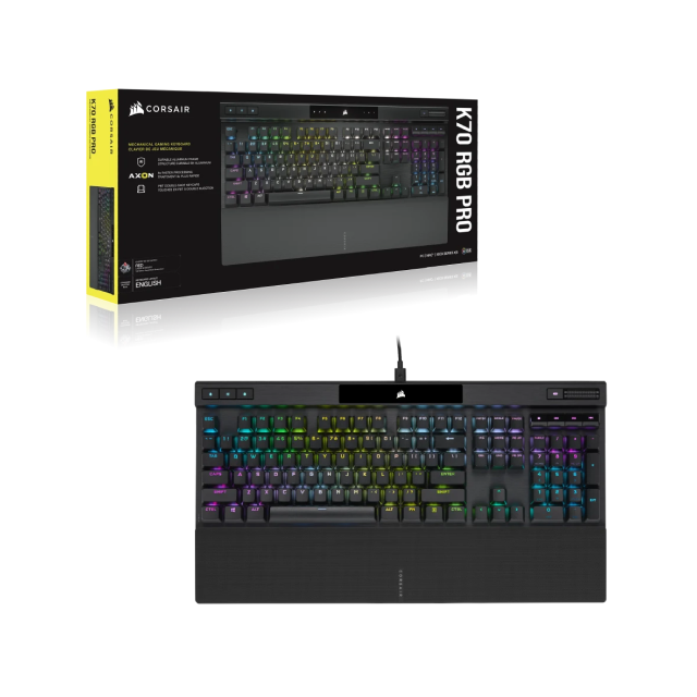 Teclado Mecánico Corsair K70 RGB PRO | Alámbrico | Full Size  (104 Teclas) | Switches Cheery MX Speed | PC/MAC | Color Negro | CH-9109414-NA