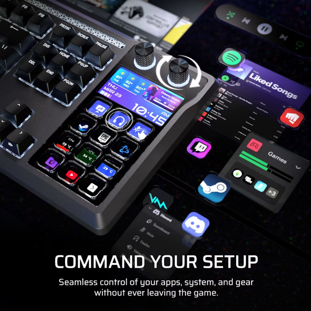 Teclado Gamer Mecánico Alámbrico Corsair GALLEON 100 SD | TKL | Stream Deck Integrado | Reposamuñecas Magnético | Switch Linear MLX Pulse | Inglés | RGB | Negro | CH-912A31I-NA