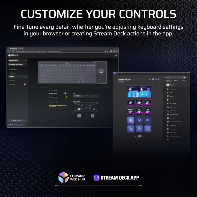 Teclado Gamer Mecánico Alámbrico Corsair GALLEON 100 SD | TKL | Stream Deck Integrado | Reposamuñecas Magnético | Switch Linear MLX Pulse | Inglés | RGB | Negro | CH-912A31I-NA