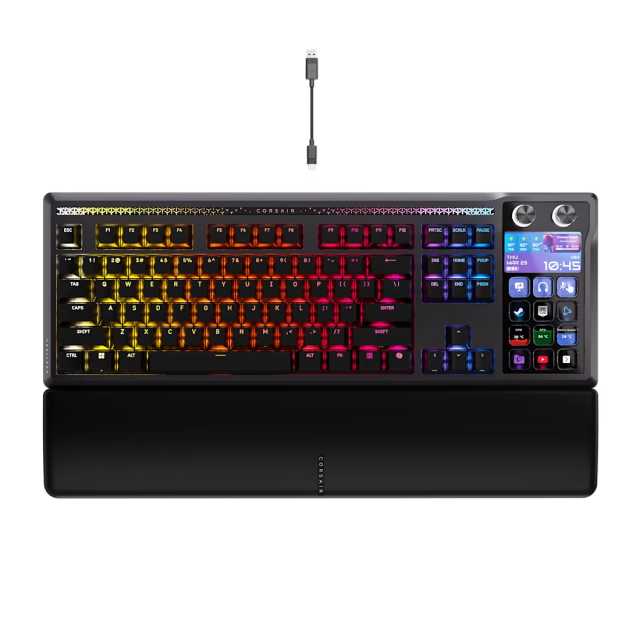 Teclado Gamer Mecánico Alámbrico Corsair GALLEON 100 SD | TKL | Stream Deck Integrado | Reposamuñecas Magnético | Switch Linear MLX Pulse | Inglés | RGB | Negro | CH-912A31I-NA