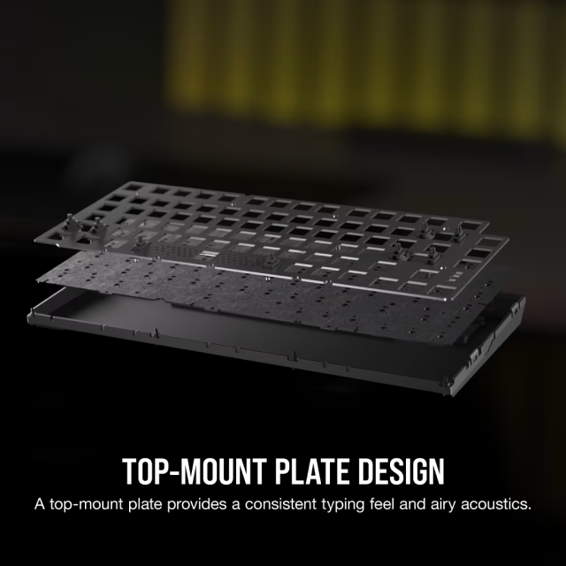 Teclado Gamer Mecánico Inalámbrico Corsair K65 PLUS WIRELESS | 75% | Switch Red CORSAIR MLX | Hot Swap | Perilla Multimedia | Hasta 266 Horas de Batería | 2.4 GHz / Bluetooth / USB-A | Inglés | RGB | Negro / Gris | CH-91D401L-NA