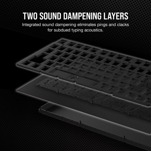 Teclado Gamer Mecánico Inalámbrico Corsair K65 PLUS WIRELESS | 75% | Switch Red CORSAIR MLX | Hot Swap | Perilla Multimedia | Hasta 266 Horas de Batería | 2.4 GHz / Bluetooth / USB-A | Inglés | RGB | Negro / Gris | CH-91D401L-NA