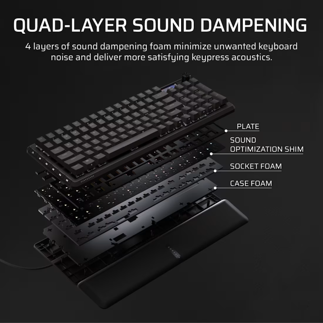 Teclado Gamer Mecánico Alámbrico Corsair VANGUARD 96 | 96% | Pantalla LCD Personalizable de 1.9" | Reposamuñecas Magnético | 6 Teclas Macro Programables | Switch Linear MLX Plasma | Inglés | RGB | Negro | CH-91E901E-NA