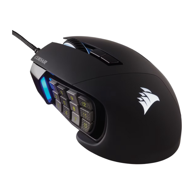 Mouse Gamer Alámbrico Corsair SCIMITAR RGB ELITE | 18000 DPI | Sensor Óptico PixArt PMW 3391 | 17 Botones Programables | RGB | Negro | CH-9304211-NA
