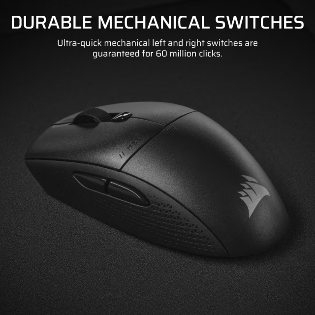 Mouse Gamer Inalámbrico Corsair M55 WIRELESS | Hasta 185 Horas de Batería | Máx. 24000 DPI | Máx. 1000Hz | Sensor Óptico Láser | 85g | 6 Botones Programables | 2.4GHz SLIPSTREAM / Bluetooth | Negro | CH-931F000-WW