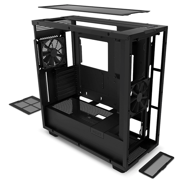 Gabinete NZXT H7 | Black mate | 2 ventiladores | Cristal templado | EATX | CM-H71BB-01