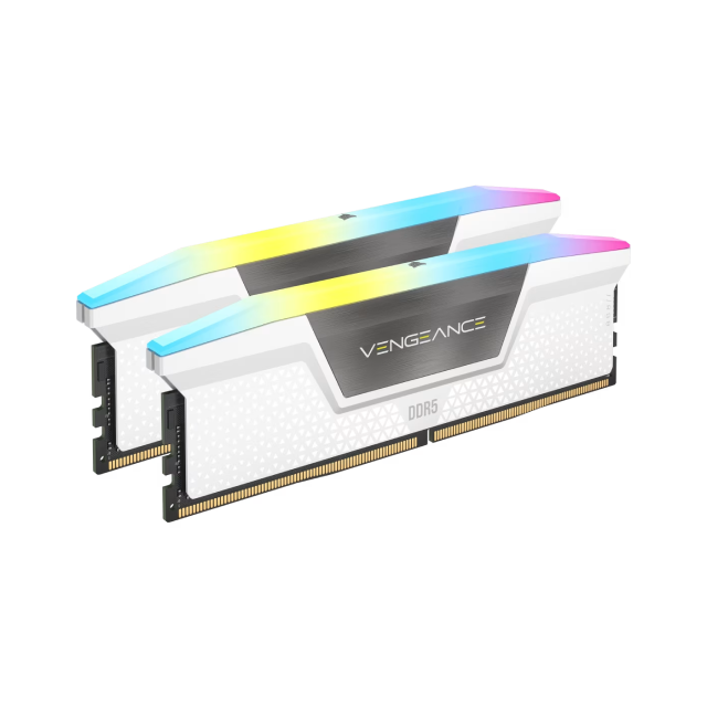 Kit de Memoria RAM Corsair Vengeance RGB | DDR5 | 32 GB (2x16 GB) | 5200MT/s | CL40 | Intel XMP | Color Blanco | CMH32GX5M2B5200C40W