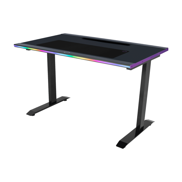 Escritorio Gamer Cooler Master GD120 ARGB | 120 x 75 cm | Hasta 100 kg | Estructura de Acero y Aluminio | Mousepad Integrado de 90 x 30 cm / Charola para Cables | ARGB Frontal | Negro | CMI-GD120-PRA1