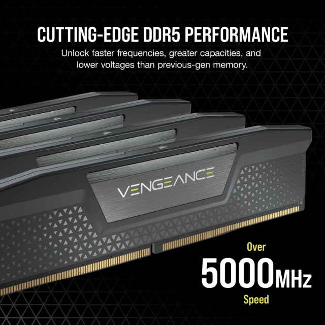 Kit de Memoria RAM Corsair VENGEANCE | 64GB (2x32GB) | DDR5 | 6000 MT/s | CL40 | XMP | Negro | CMK64GX5M2D6000C40