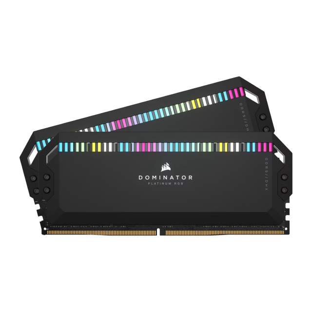 Kit de Memoria RAM Corsair DOMINATOR PLATINUM RGB | 64GB (2 x 32GB) | DDR5 | 5600 MT/s | CL40 | XMP | RGB | Negro | CMT64GX5M2B5600C40