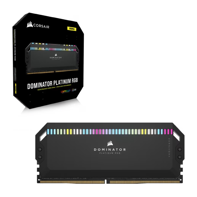 Kit de Memoria RAM Corsair DOMINATOR PLATINUM RGB | 64GB (2 x 32GB) | DDR5 | 5600 MT/s | CL40 | XMP | RGB | Negro | CMT64GX5M2B5600C40