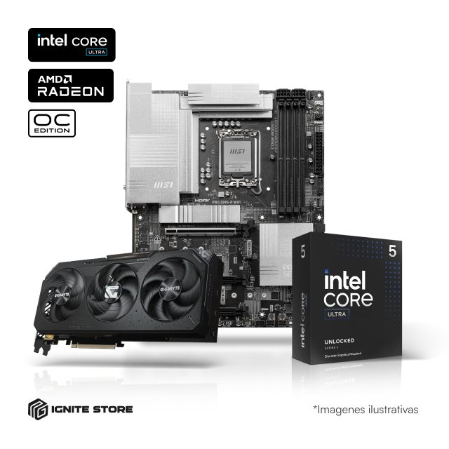 Combo Upgrade RX 9070 XT: Radeon Ultra 5 PRO | Intel Core Ultra 5 245KF + Tarjeta Madre MSI PRO Z890-P WiFi + Tarjeta de Video GIGABYTE Radeon RX 9070 XT Gaming OC 