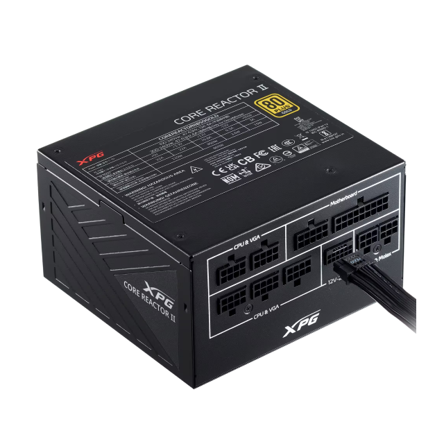 Fuente de Poder ADATA XPG CORE REACTOR II | 850W | 80 PLUS Gold | 24-pin ATX | 120 mm | Full Modular | Compatible con ATX 3.1 | Negro | COREREACTORIIVE850G-BKCUS