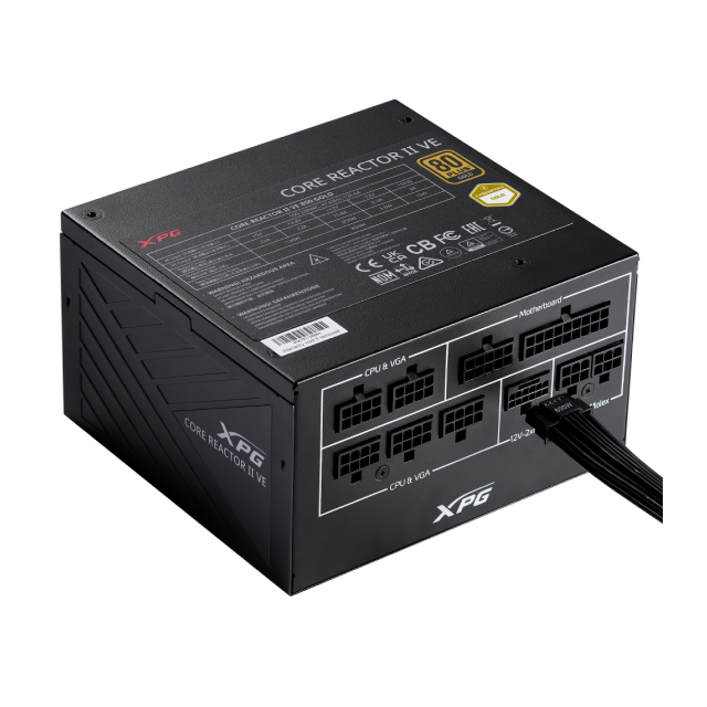 Fuente de Poder ADATA XPG CORE REACTOR II VE | 850W | 80 PLUS Gold / Cybenetics Gold | Full Modular | Compatible con ATX 3.1 | Negro | COREREACTORIIVE850G-BKCUS